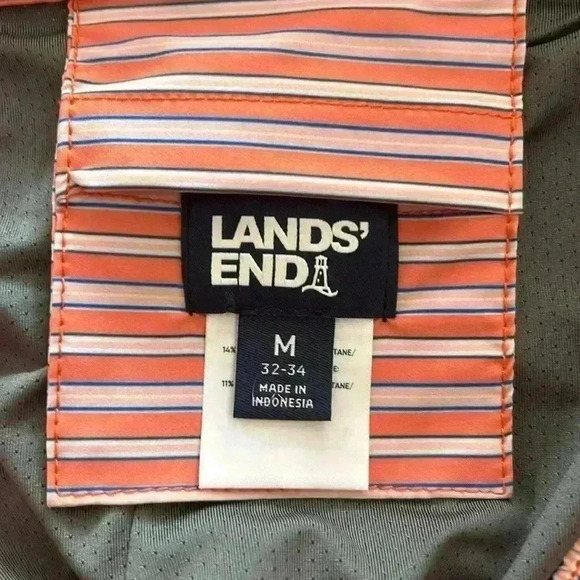 NWOT Men's Lands End Lined 7" Hybrid Swim Shorts Trunks Orange Stripe M 32-34 - Picture 4 of 11